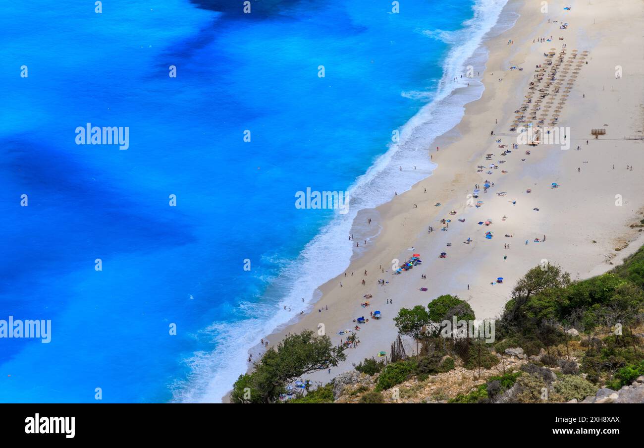 Myrtos Beach seen from the coast road in Kefalonia island, Greece. Stock Photo