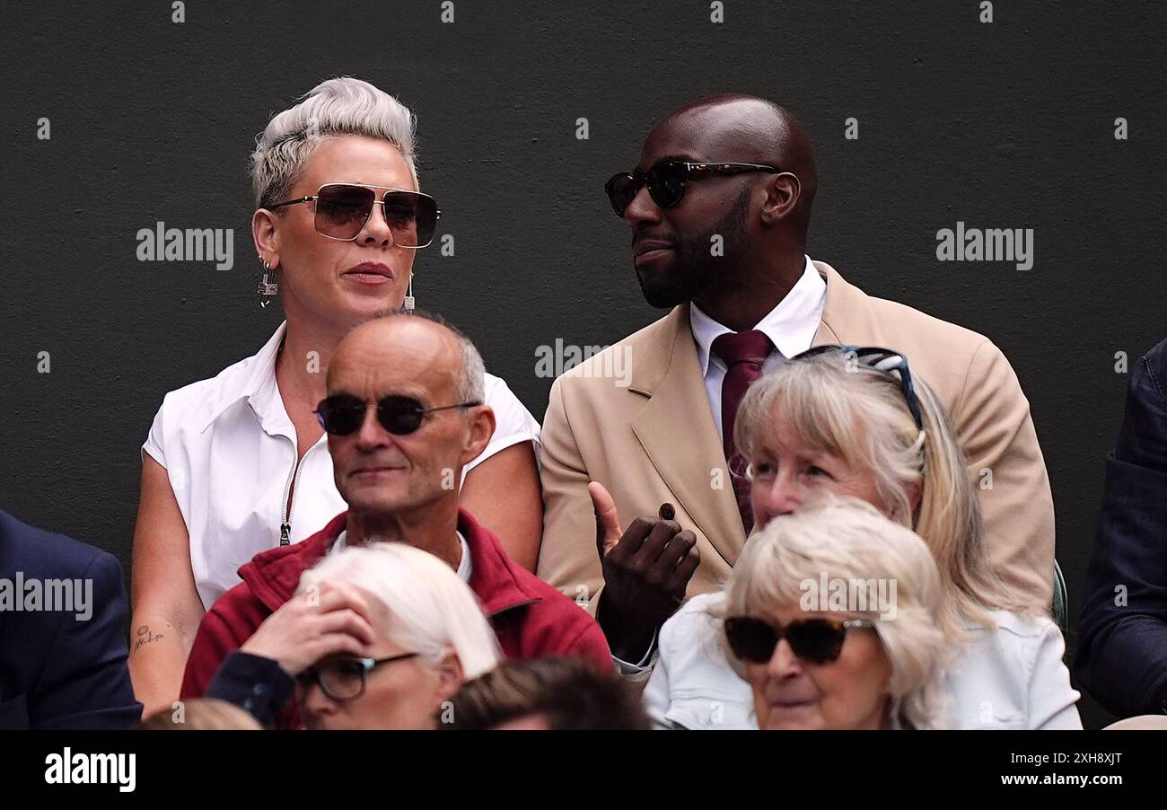 Singer Pink on day twelve of the 2024 Wimbledon Championships at the