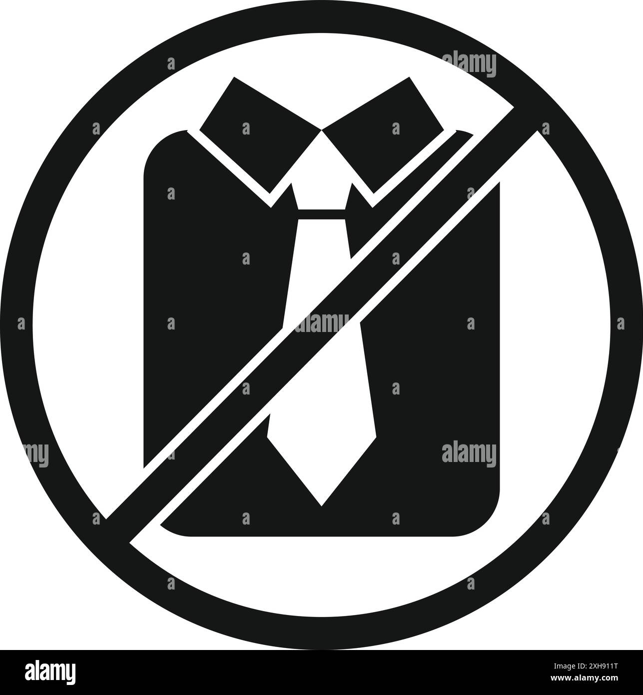 Simple icon is showing a shirt and tie with a slash through it ...