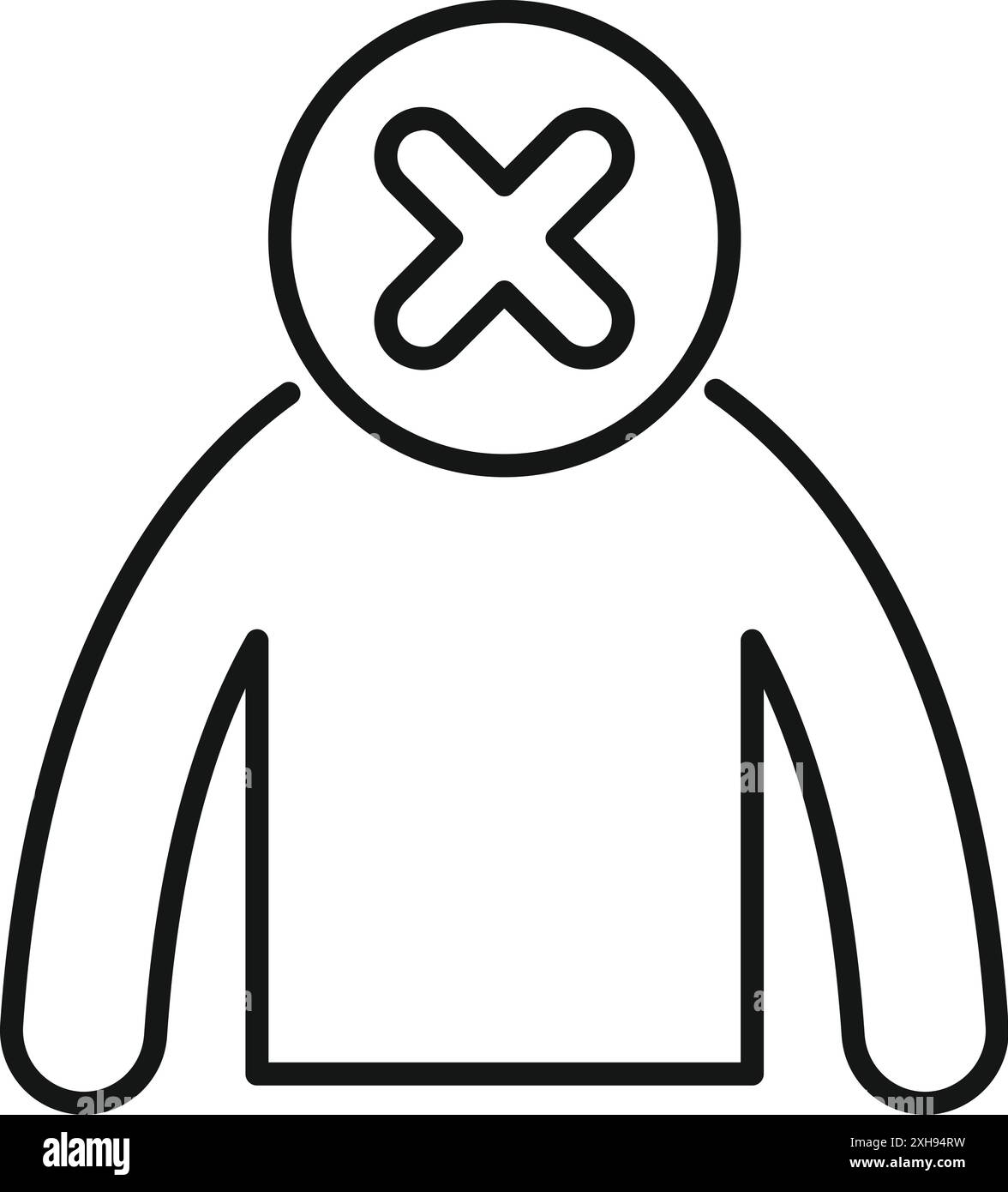 Line art icon of a person standing with their face crossed out ...