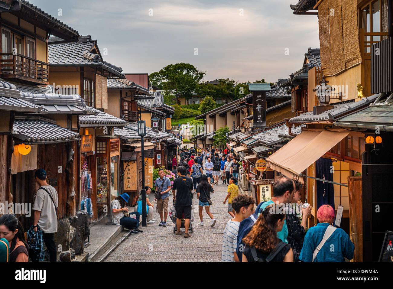 Kyoto Japan street scene tourists tourism Gion district people Stock Photo