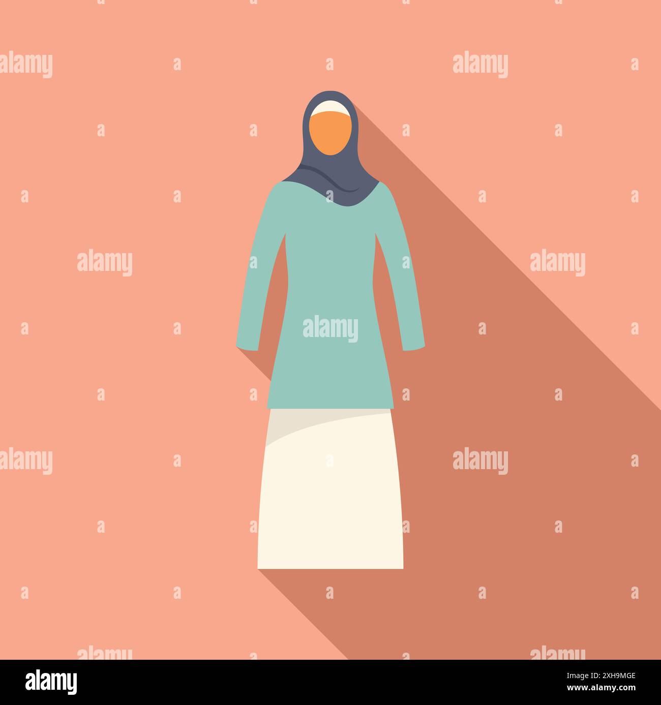 Minimalist illustration featuring a young muslim woman wearing a hijab ...
