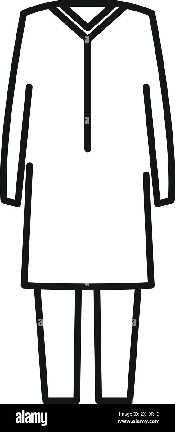 Simple line icon of a thobe, traditional arab man dress, representing ...