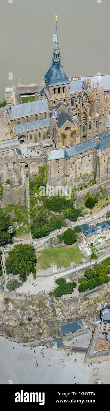 Aerial view of the Mont Saint Michel Abbey, Normandy. France. Island ...