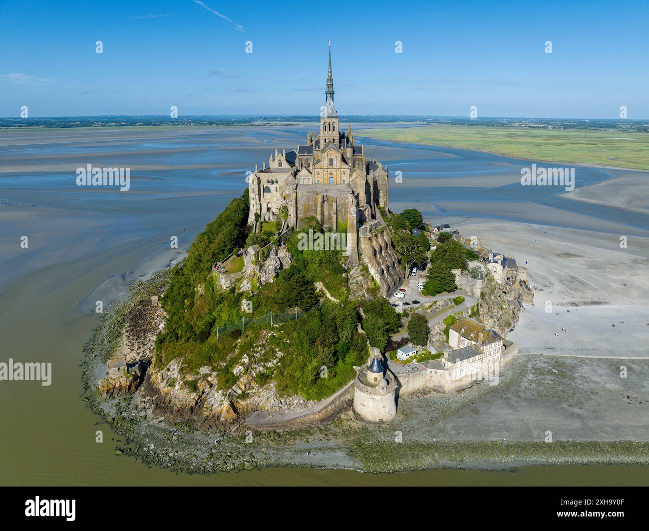 Aerial view of the Mont Saint Michel Abbey, Normandy. France. Island ...