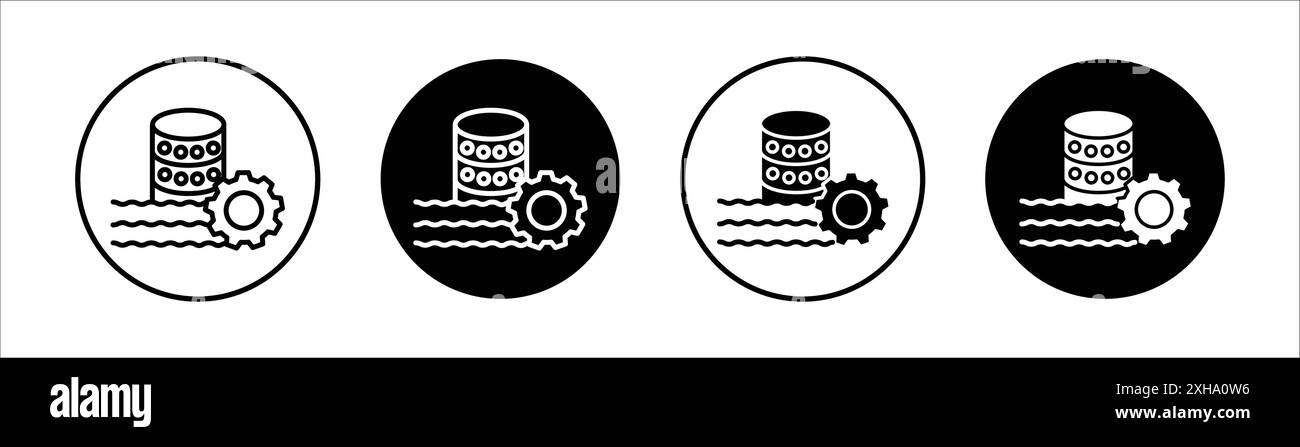 Data lake icon Vector symbol or sign set collection in black and white outline Stock Vector