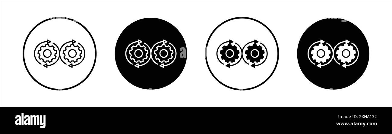 Dev ops icon Vector symbol or sign set collection in black and white outline Stock Vector