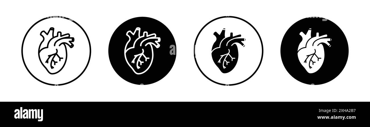 Human heart icon Vector symbol or sign set collection in black and ...