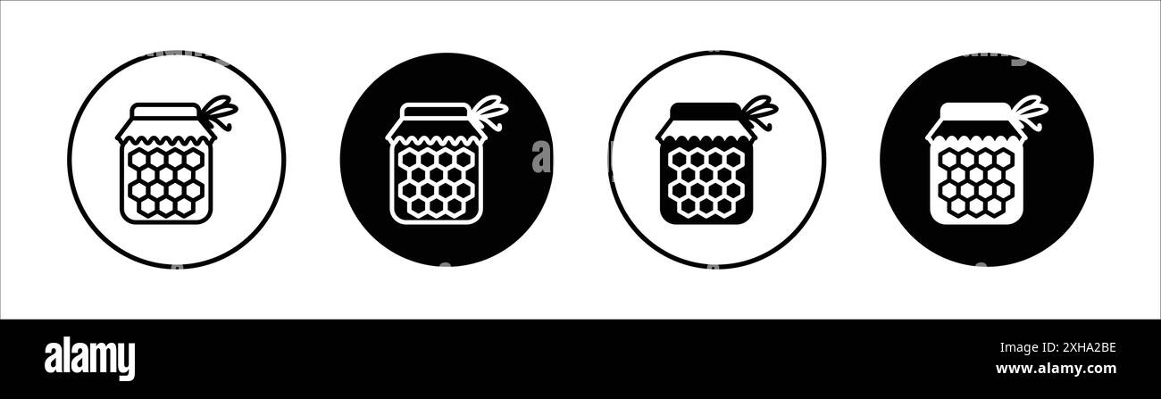 Honey jar icon Vector symbol or sign set collection in black and white ...