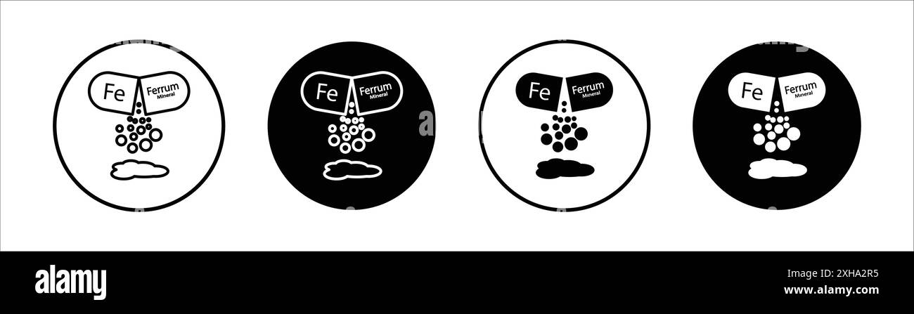 Mineral Fe icon Vector symbol or sign set collection in black and white ...