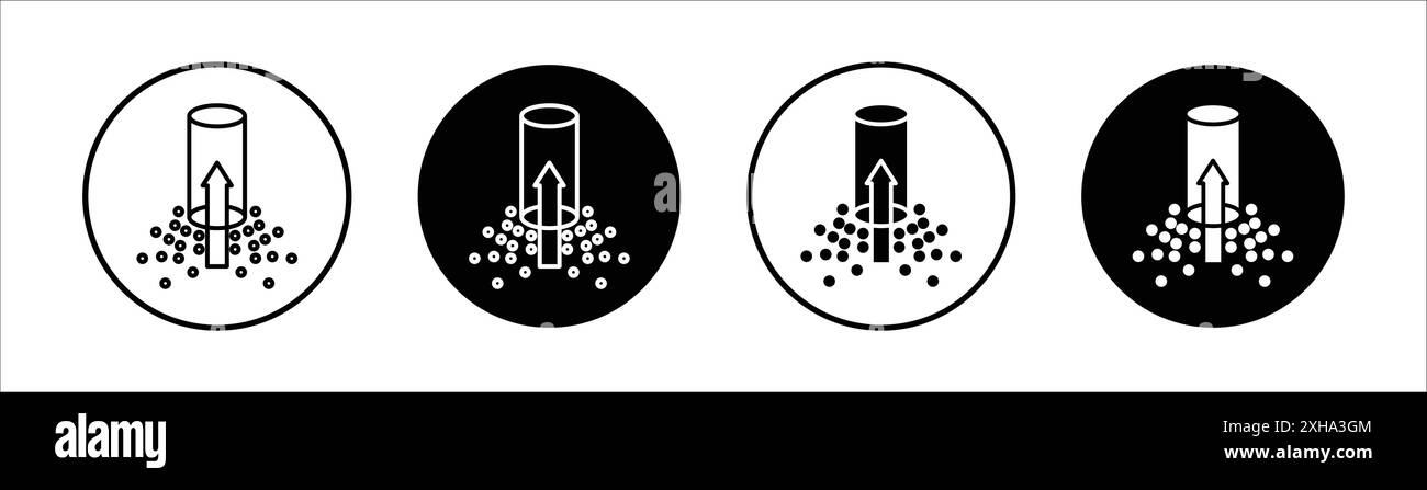 Suction process icon Vector symbol or sign set collection in black and white outline Stock Vector