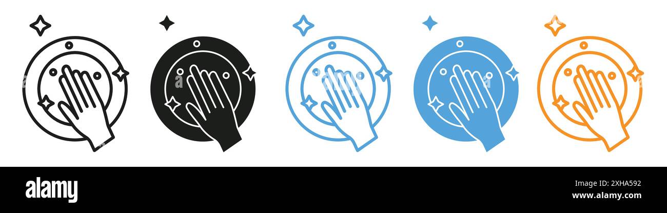 Clean tableware icon Vector symbol or sign set collection in black and ...