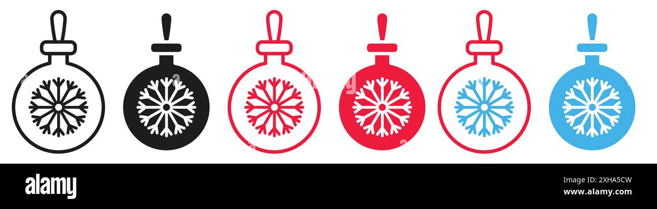 Christmas tree ball icon Vector symbol or sign set collection in black ...