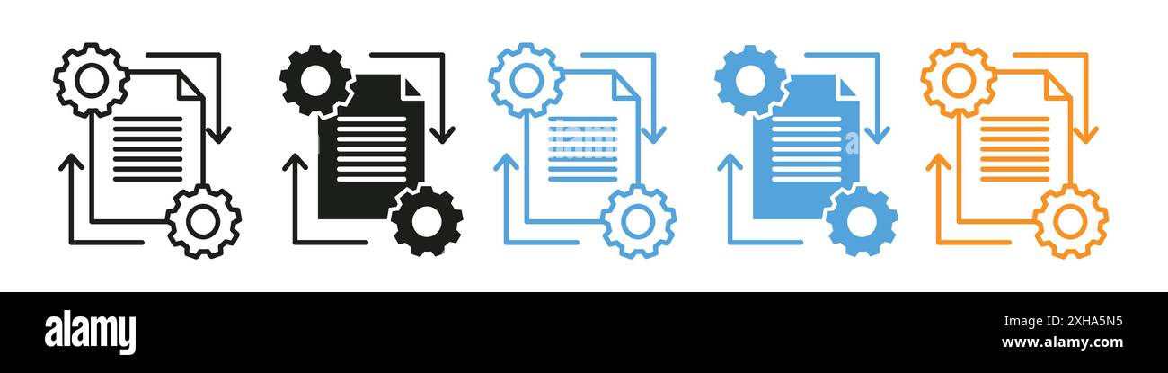 Data processing icon Vector symbol or sign set collection in black and ...