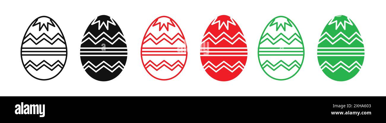 Easter egg icon Vector symbol or sign set collection in black and white ...