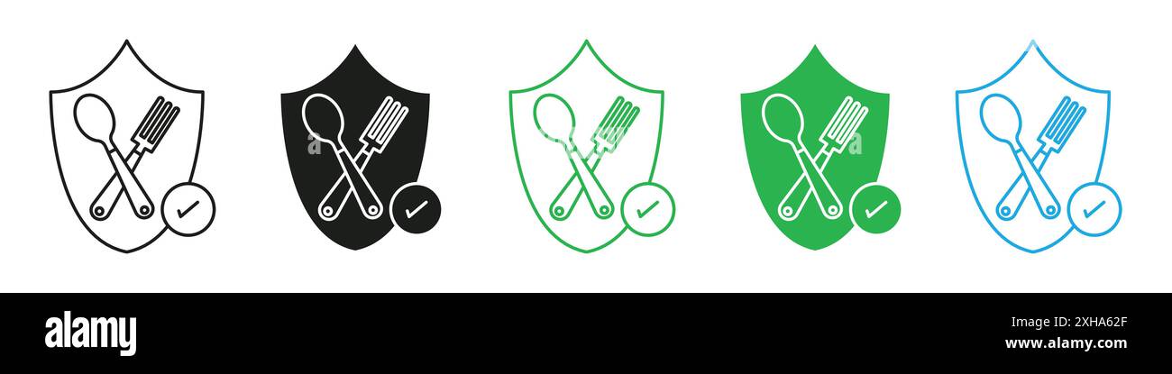 Food security lock icon Vector symbol or sign set collection in black ...