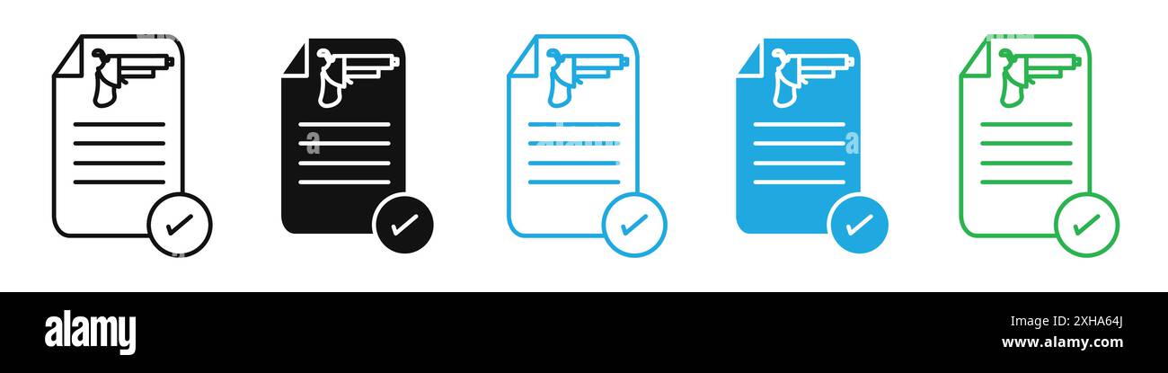 Gun license icon Vector symbol or sign set collection in black and ...