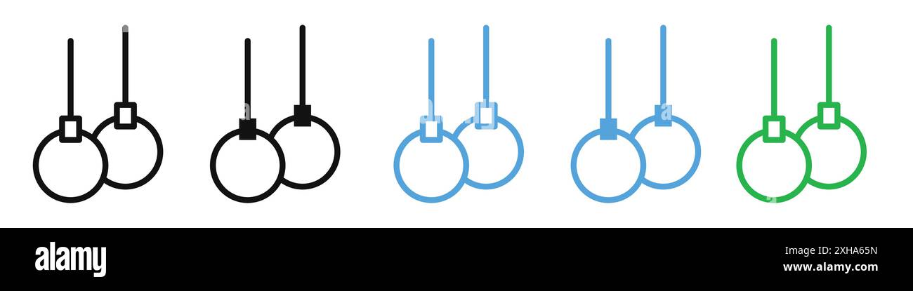 Gymnastic rings icon Vector symbol or sign set collection in black and ...
