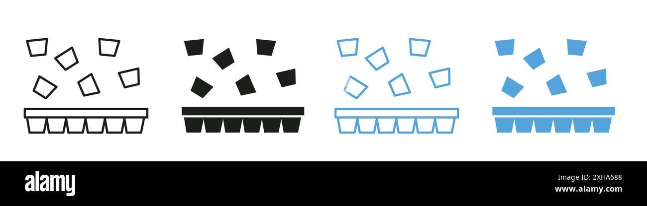 Ice cube plastic container icon Vector symbol or sign set collection in ...