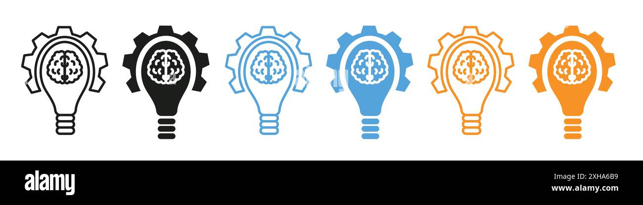 Intelligent system icon Vector symbol or sign set collection in black ...