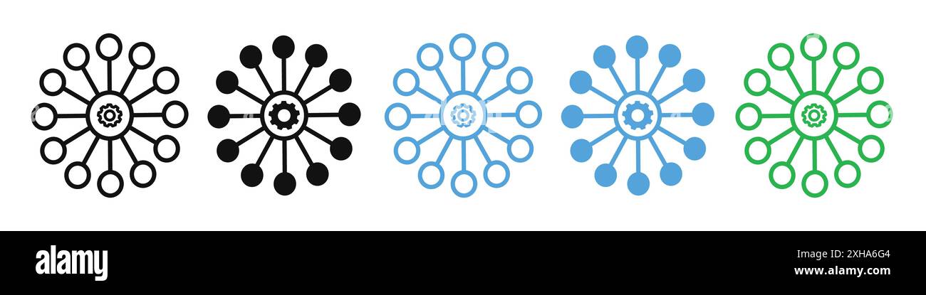 Management skills icon Vector symbol or sign set collection in black and white outline Stock Vector