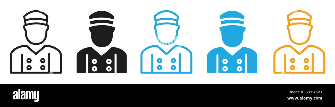 Porter icon Vector symbol or sign set collection in black and white outline Stock Vector