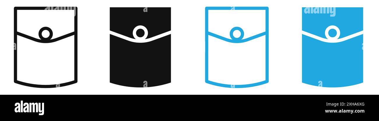 Pocket icon Vector symbol or sign set collection in black and white ...