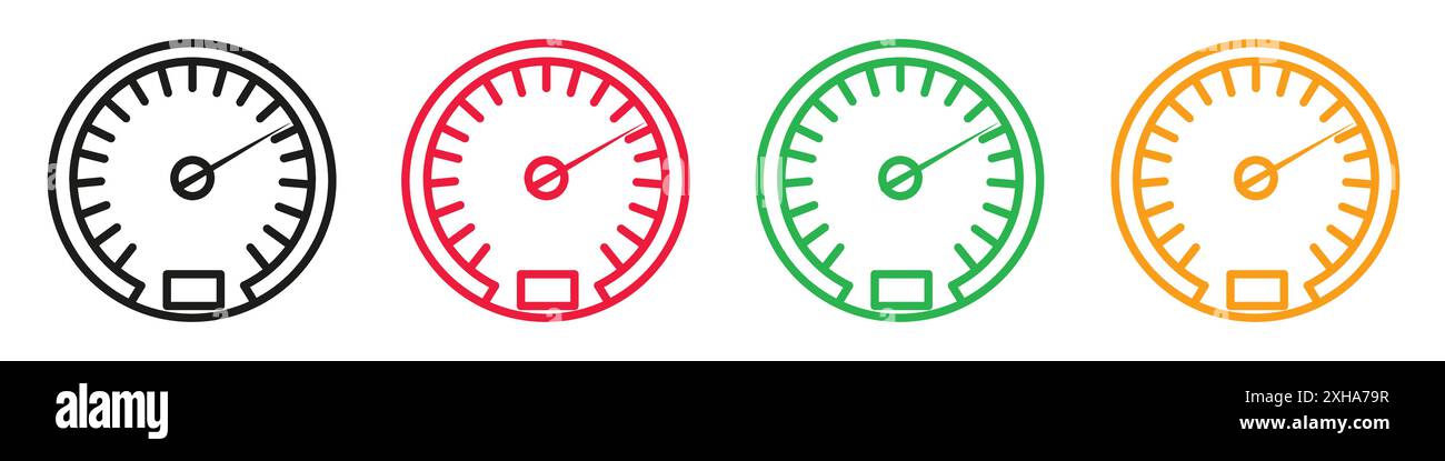 Speedometer icon Vector symbol or sign set collection in black and ...