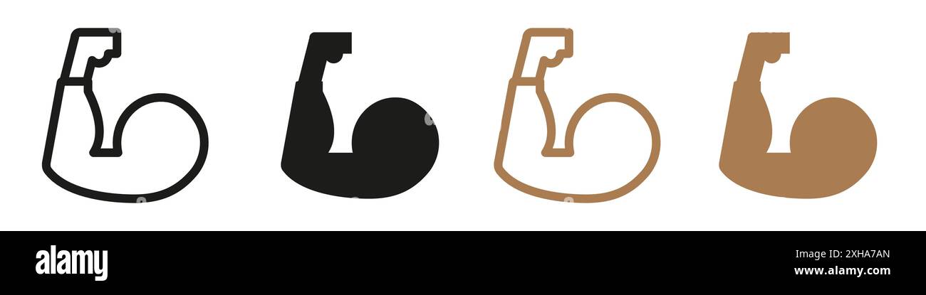 Strong hand icon Vector symbol or sign set collection in black and ...