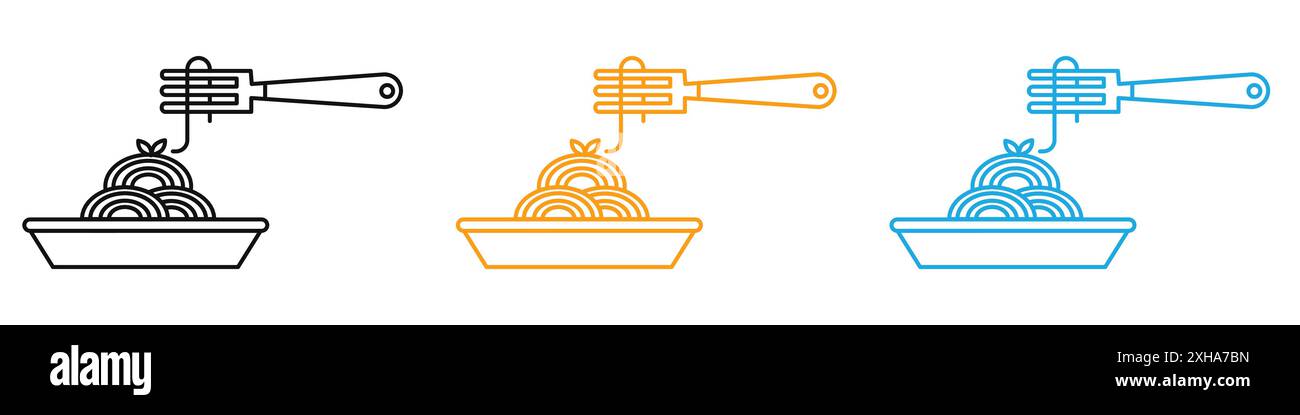 Spaghetti icon Vector symbol or sign set collection in black and white ...