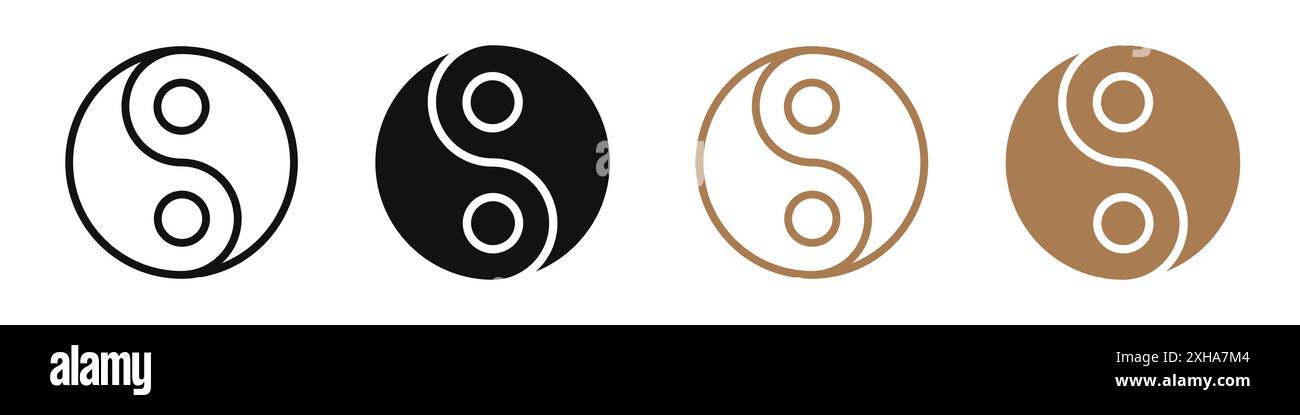 Yin yang icon Vector symbol or sign set collection in black and white ...