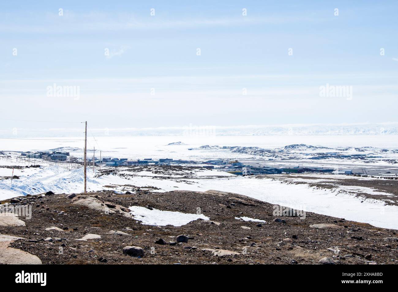 View of Frobisher Bay from Qaqqamiut Road in Iqaluit, Nunavut, Canada Stock Photo