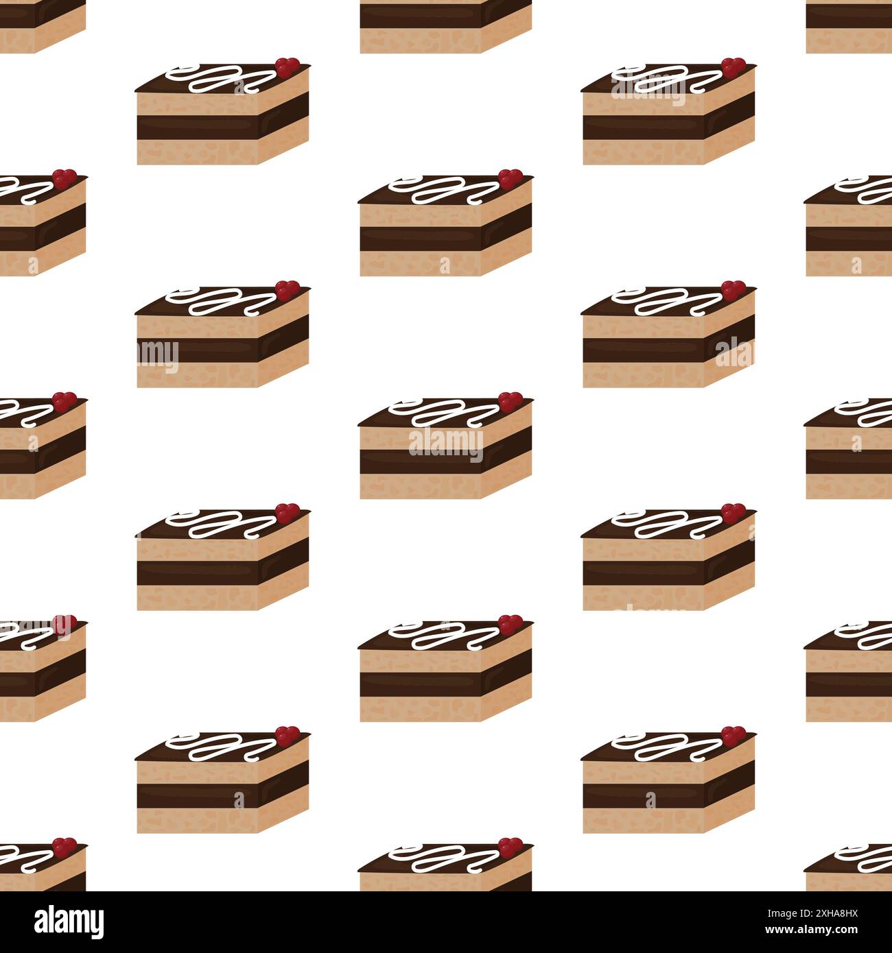 Chocolate cake with butter cream. Seamless pattern Stock Vector Image ...
