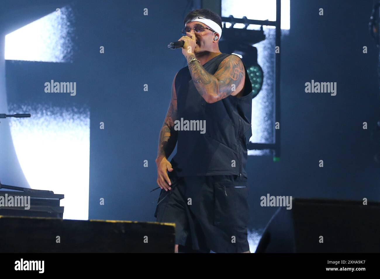 Geolier, aka Emanuele Palumbo, performs at Sonic Park 2024 on July 12, 2024 in Stupinigi (TO), Italy. Stock Photo