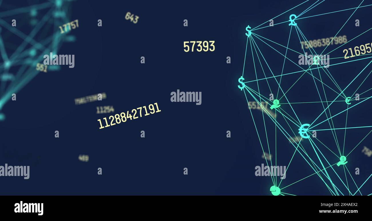 Digital network with financial data and numbers, representing global ...