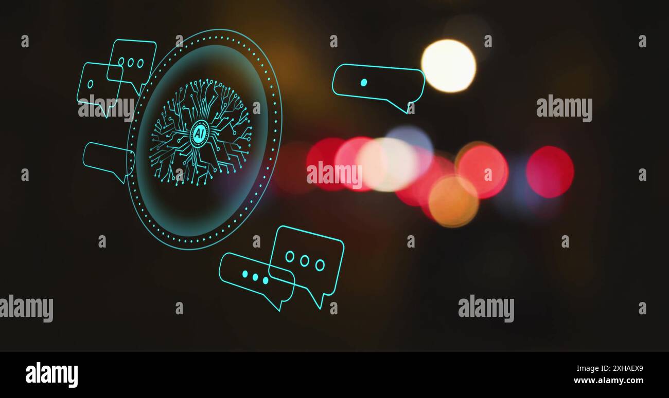 AI neural network with chat bubbles, showing artificial intelligence ...