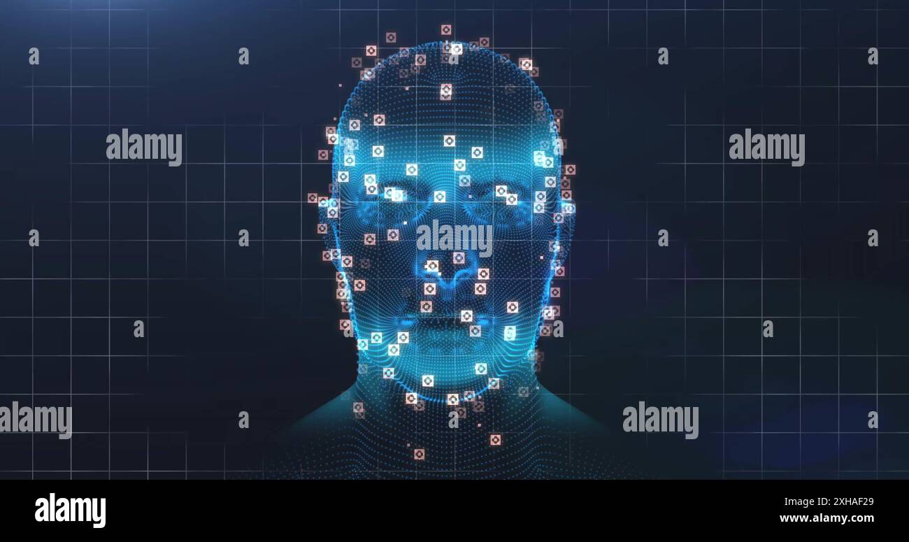 Image of data processing over digital human with icons Stock Photo - Alamy