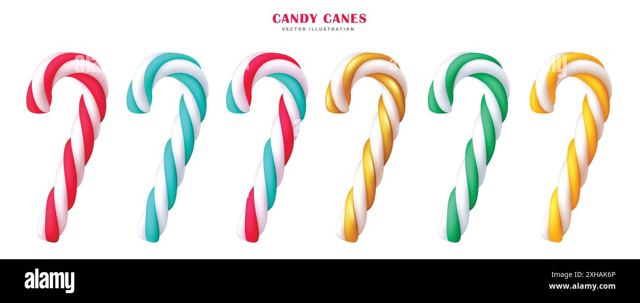Christmas candy cane elements vector set design. Candy cane lollipop ...