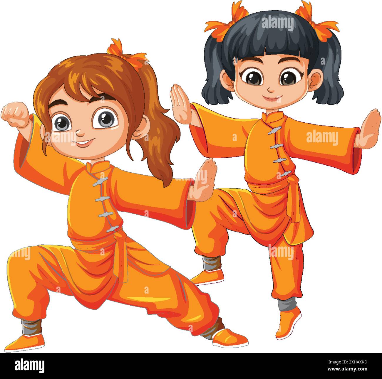 Two Children In Orange Martial Arts Uniforms Stock Vector Image Art two-children-in-orange-martial-arts-uniforms-stock-vector-image-art