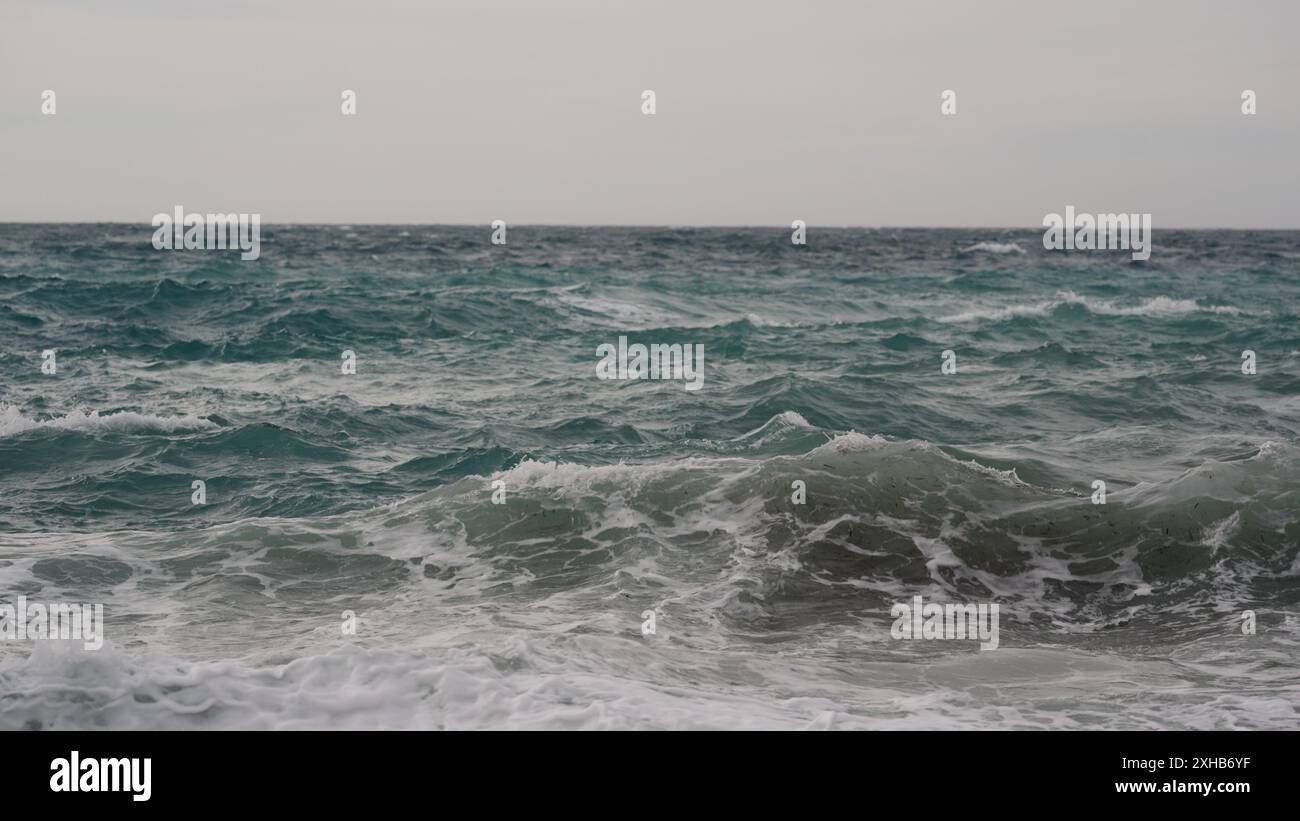 restless mediterranean sea background shot Stock Photo - Alamy