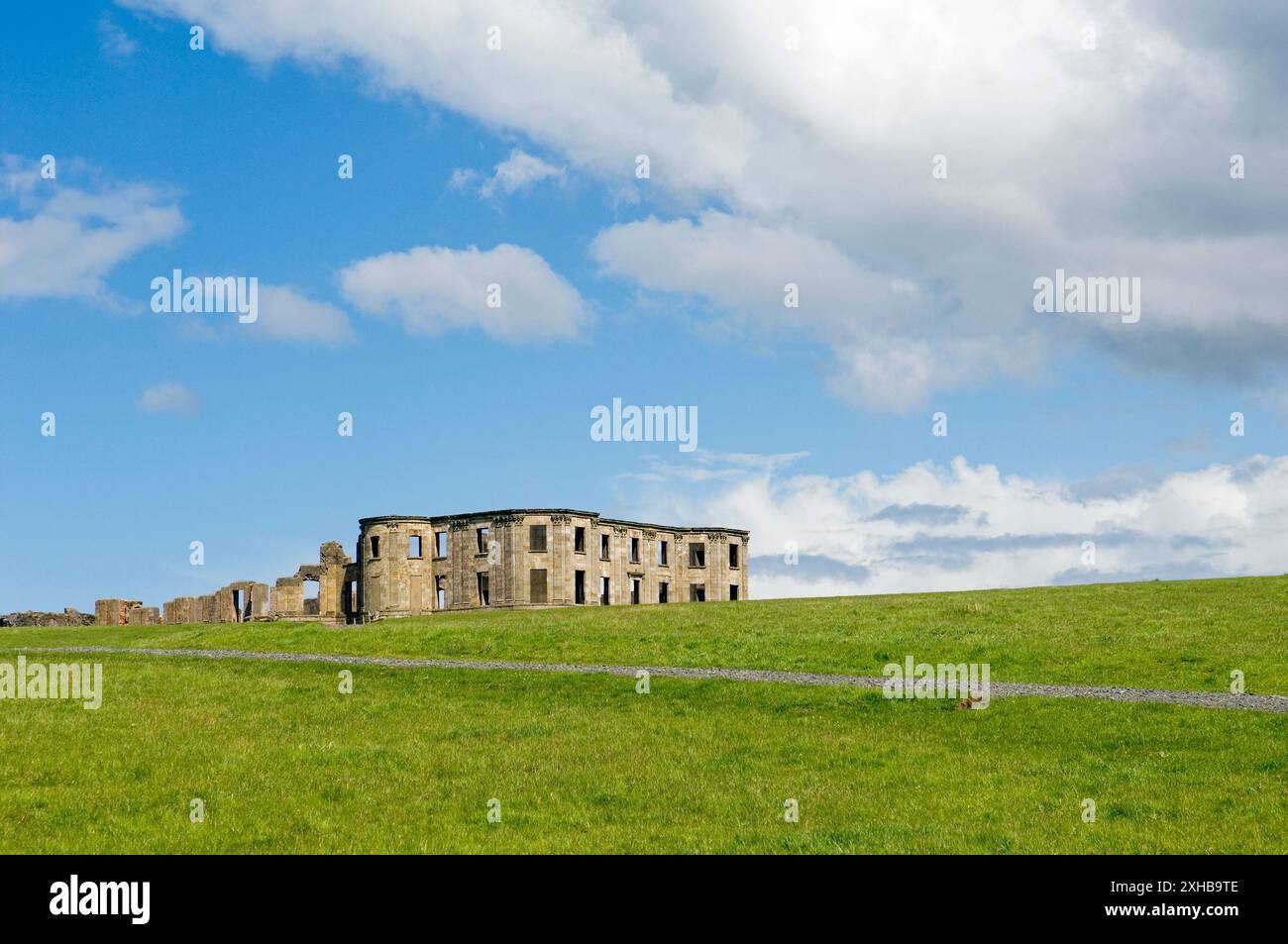 Downhill Castle above Magilligan Strand at Benone near Castlerock and Coleraine County Londonderry, Northern Ireland Stock Photo