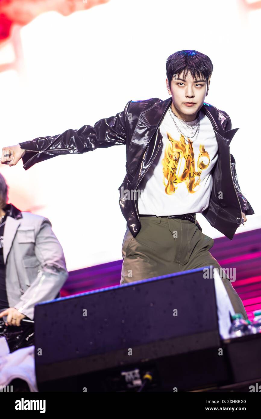  Milan, Italy. 12th July, 2024. The South Korean boy band STRAY KIDS Illustration 