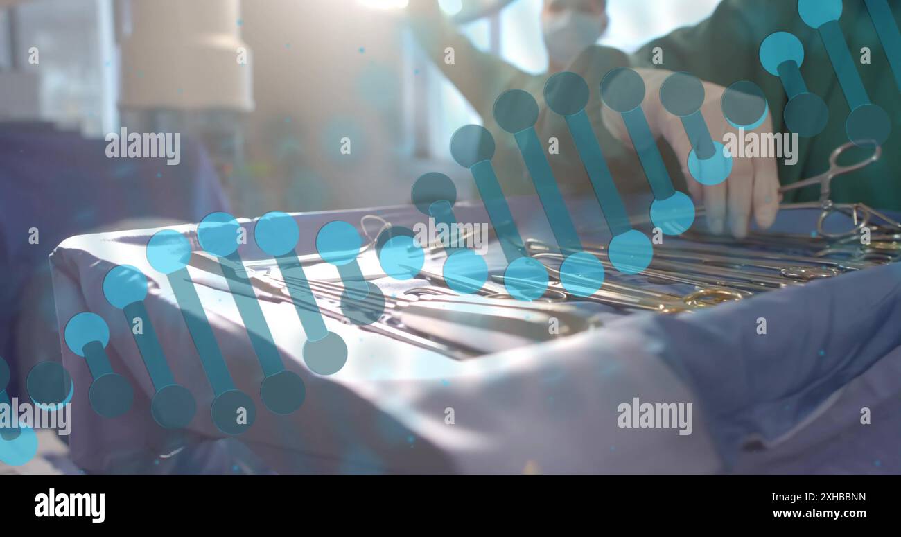 Arranging surgical instruments, medical professional preparing for ...
