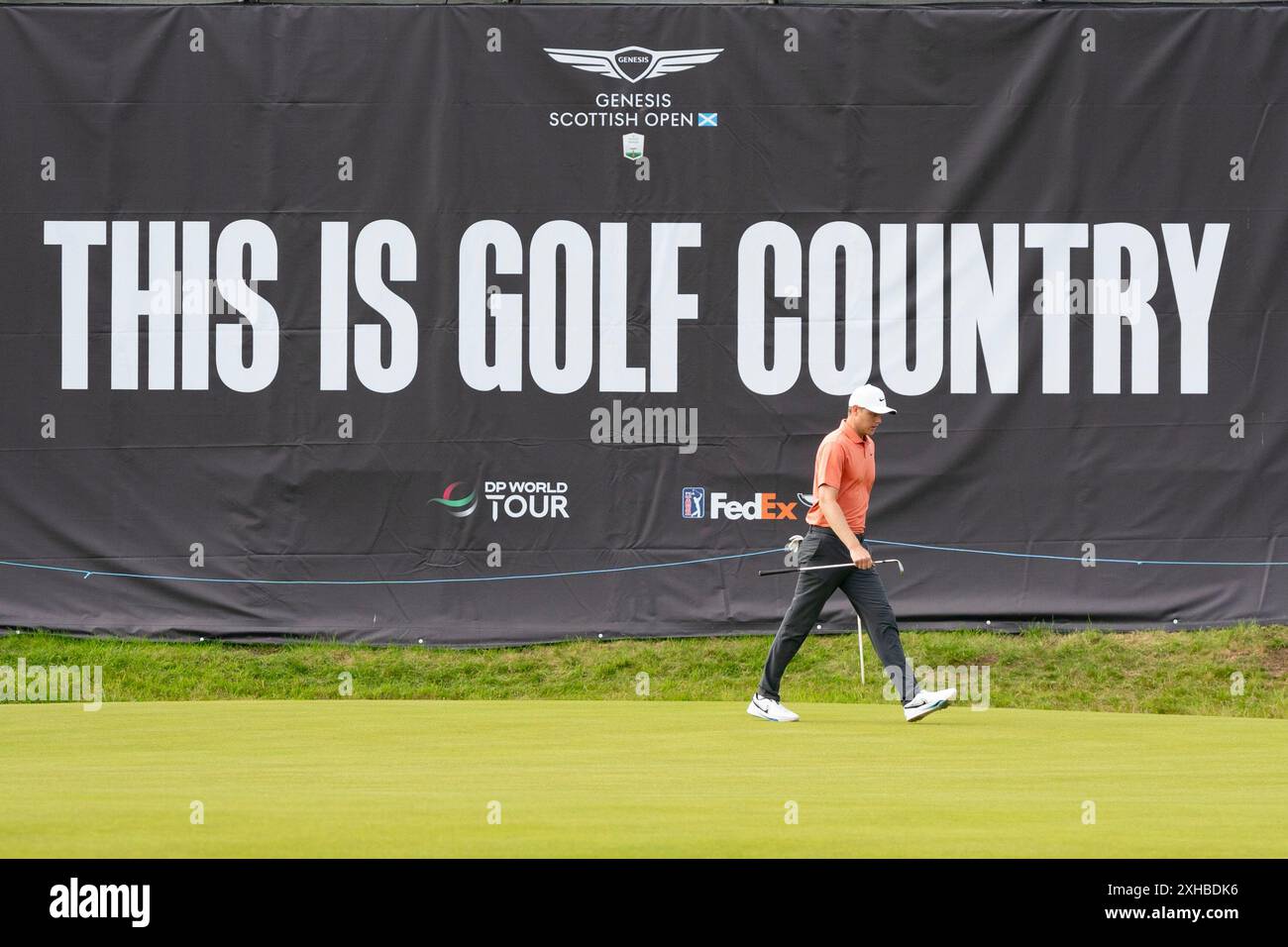 North Berwick, Scotland, UK. 12th July 2024. Day Two at the Genesis Scottish Open at the Renaissance Course outside North Berwick in East Lothian. PIC; Cam Davis on 2nd green. Iain Masterton/Alamy Live News Stock Photo