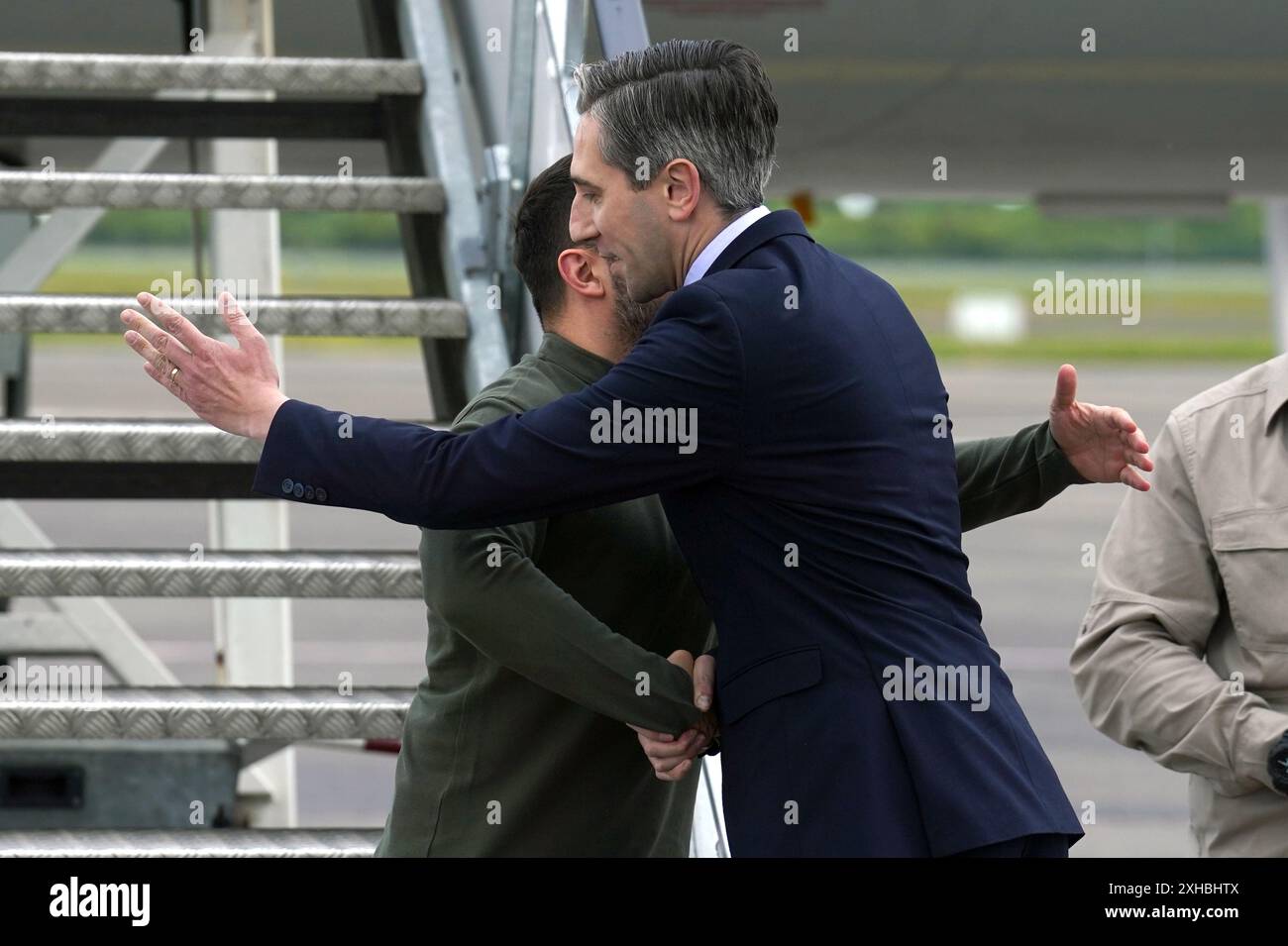 Taoiseach Simon Harris greets Ukrainian President Volodymyr Zelensky at ...