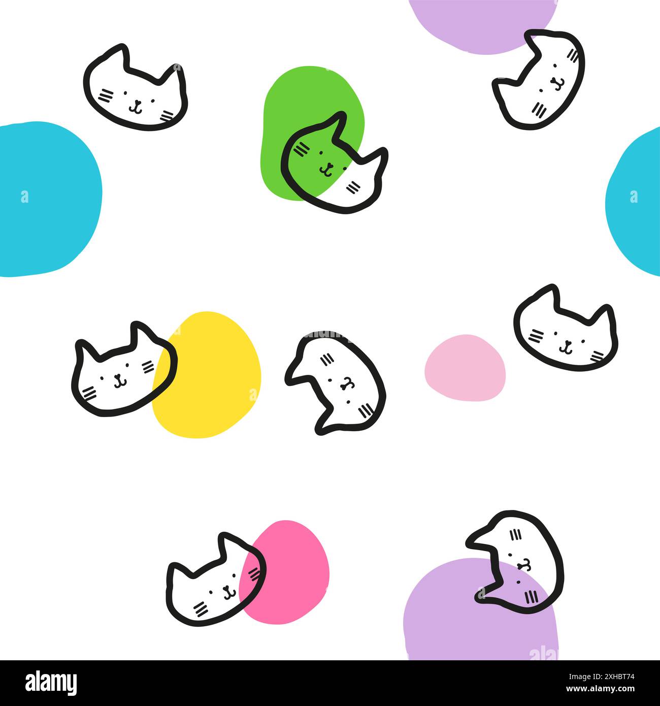 Cats - Seamless pattern, Cute background Stock Vector