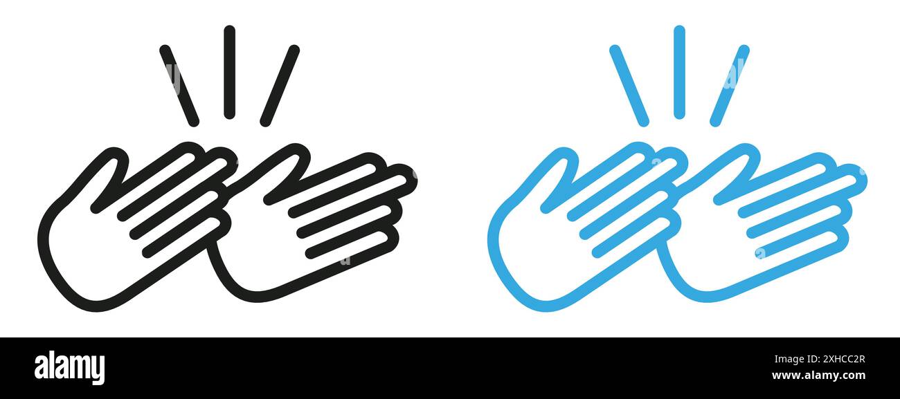 Clapping hands icon Vector symbol or sign set collection in black and white outline Stock Vector