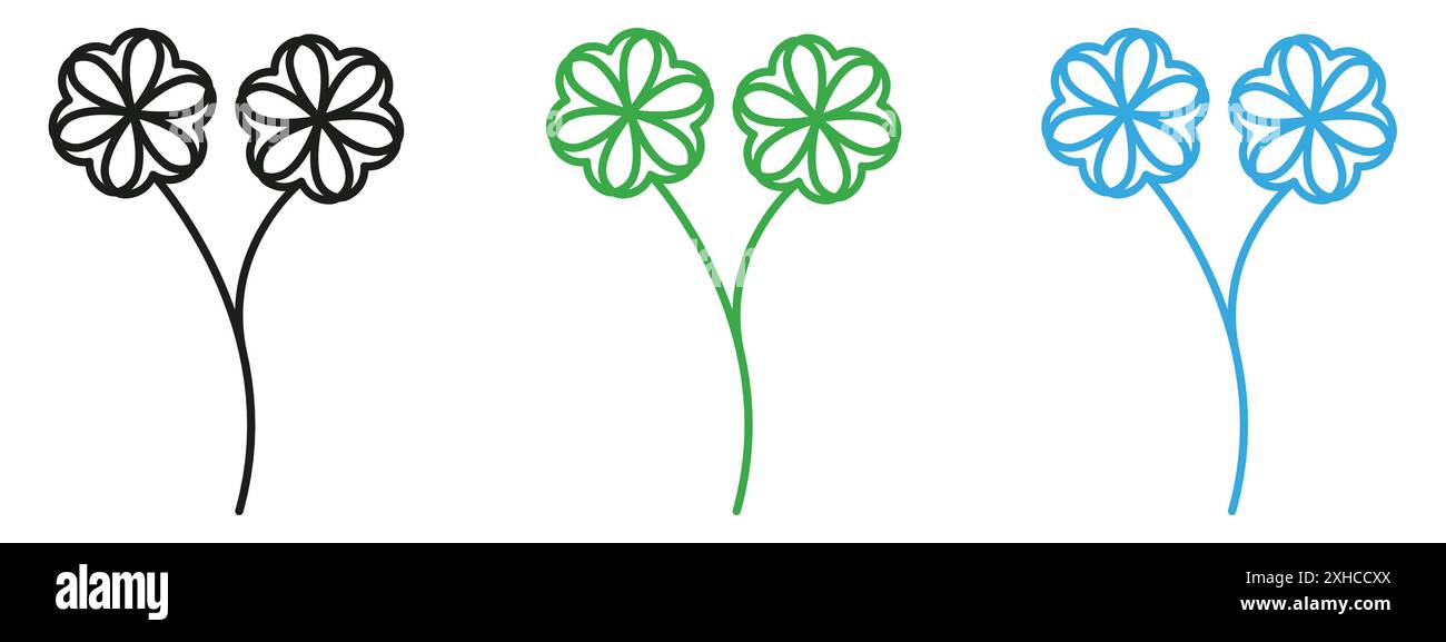 Flowers icon Vector symbol or sign set collection in black and white ...
