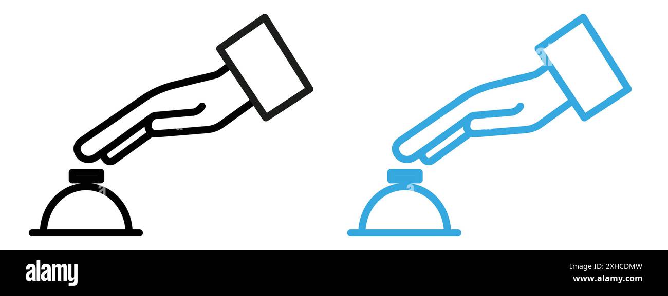 Hand touching service bell icon Vector symbol or sign set collection in ...