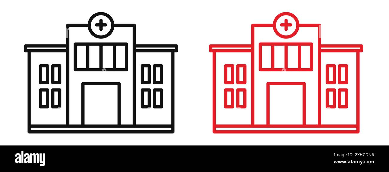 Hospital building icon Vector symbol or sign set collection in black ...